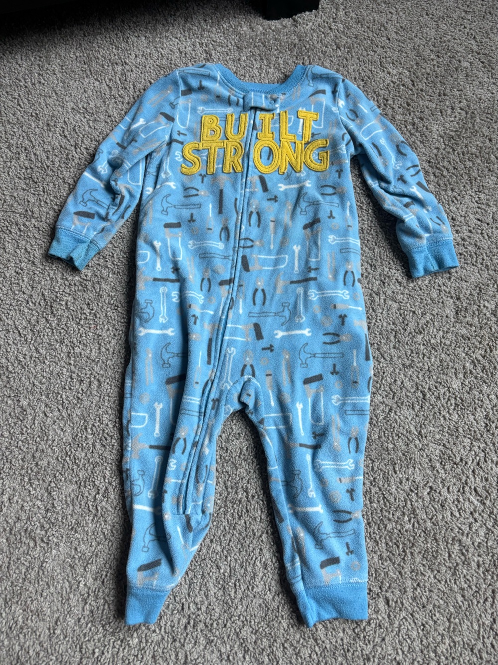 Simple Joys by Carter 2T Built Strong Blue Kids One-Piece Fleece Pajamas